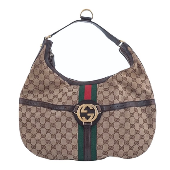 Gucci Web Reigns Monogram Hobo Shoulder Bag - Picture 1 of 12